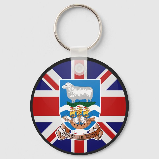 Falklandsöarnas Flagga Circle Nyckelring (Framsida)