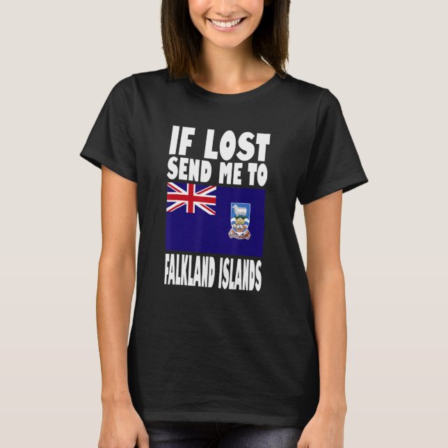 Falklandsöarnas Flagga Design Om borttappad skicka T Shirt (Framsida)