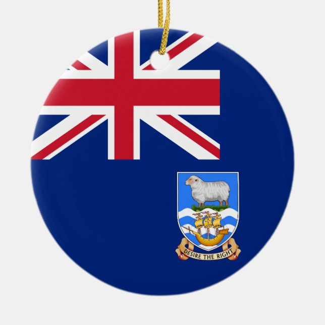 Falklandsöarnas flagga julgransprydnad keramik (Framsidan)