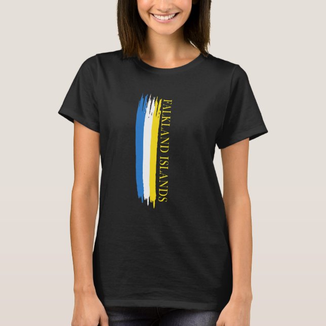 Falklandsöarnas flaggas färgränder t shirt (Framsida)