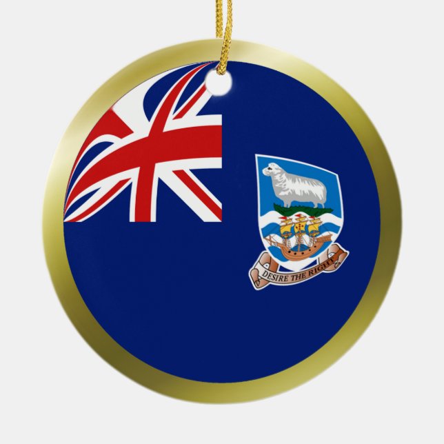 Falklandsöarnas flaggprydnad julgransprydnad keramik (Framsidan)