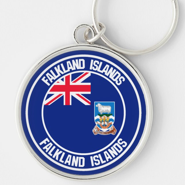 Falklandsöarnas unda Emblem Rund Silverfärgad Nyckelring (Framsidan)