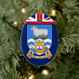 Falklandsöarnas vapen julgransprydnad keramik
