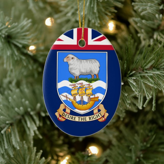 Falklandsöarnas vapen julgransprydnad keramik (Träd)