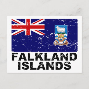Falklandsöarnas Vintage Flagga Vykort