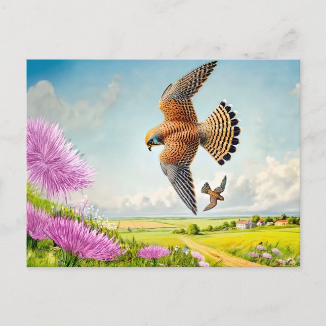 Falkoner över bergsSlope Helg Vykort (Framsida)