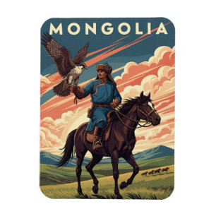 Falkonerare i Mongoliet resa Magnet