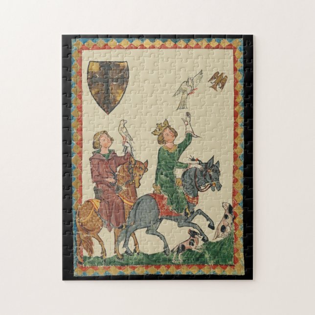 Falkonjakt, 14:e århundradet Codex Manesse Pussel (Vertikal)