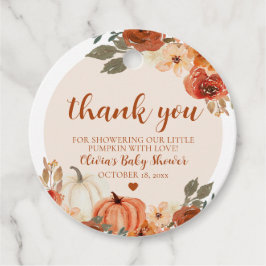 Fall A Little Pumpkin Autumn Blommigt Baby Shower Gåvor Etiketter