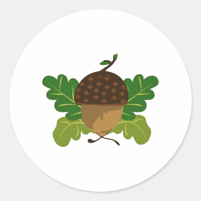 Fall Acorn Runt Klistermärke (Framsida)
