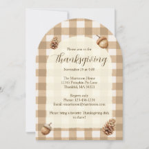 Fall Acorns Gräs Cones Gingham Thanksgiving Arch