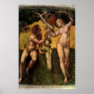 Fall - Adam och Kväll av Raphael Sanzio Poster
