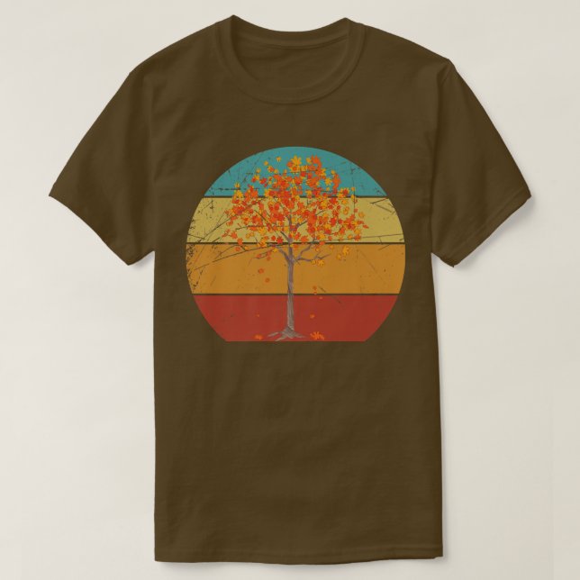 Fall Älskare Nature Forest Träd Höst löv Retro T Shirt (Design framsida)