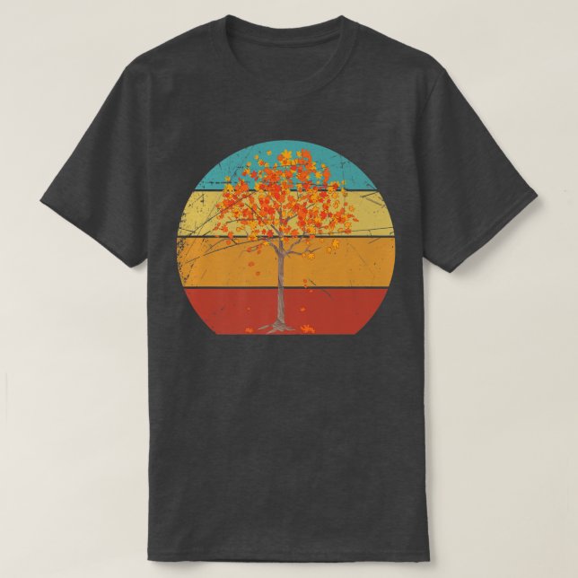 Fall Älskare Nature Forest Träd Höst löv Retro T Shirt (Design framsida)