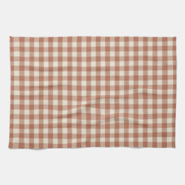 Fall Amaro på Panna Cotta Gingham - plaid mönster. Kökshandduk