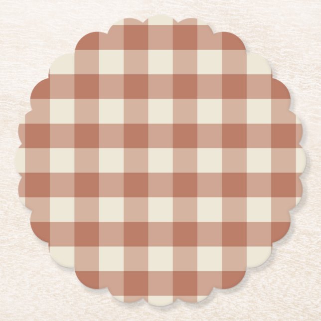 Fall Amaro på Panna Cotta Gingham - plaid mönster. Underlägg Papper (Framsida)