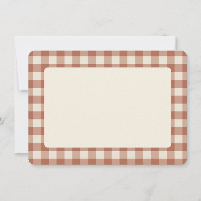 Fall Amaro på Panna Cotta Gingham - rutigt mönster Tack Kort (Framsida)