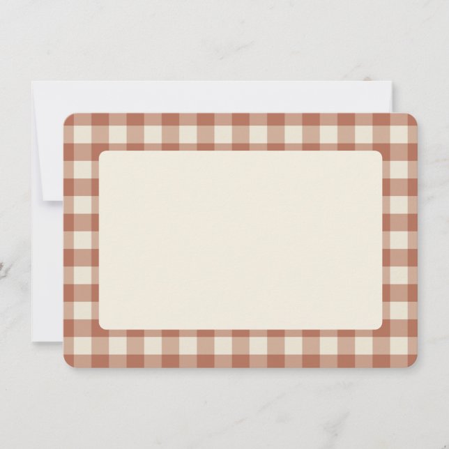 Fall Amaro på Panna Cotta Gingham - rutigt mönster Tack Kort (Framsida)