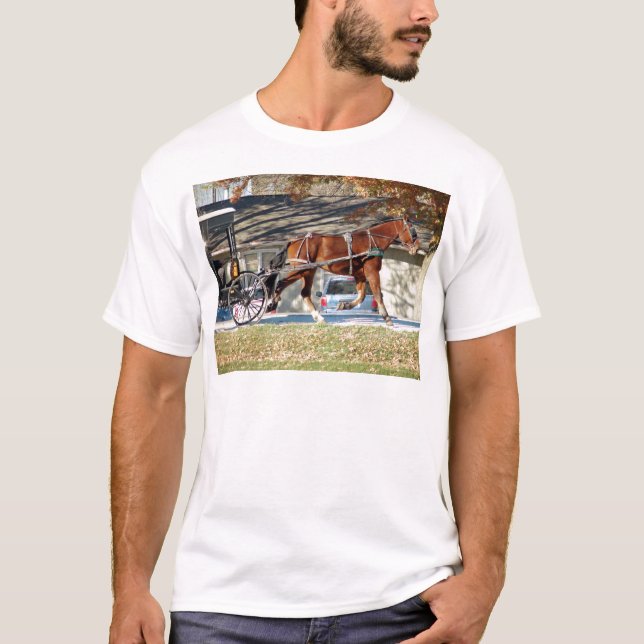 Fall Amish Horse T-shirt (Framsida)