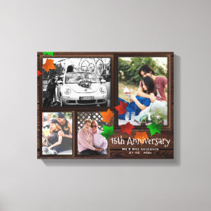 Fall ANNIVERSARY Photo Collage Rustic ADD YEARS Canvastryck