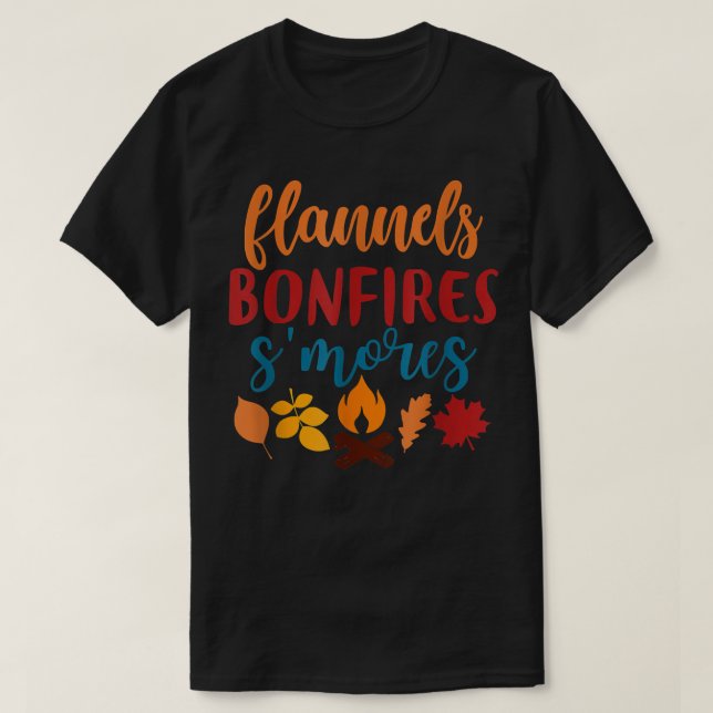 Fall Apparel, Flannels Bonfires Smores, Autumn  T Shirt (Design framsida)