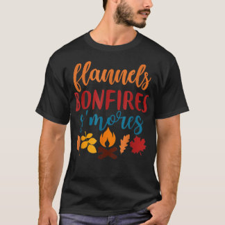 Fall Apparel, Flannels Bonfires Smores, Autumn  T Shirt