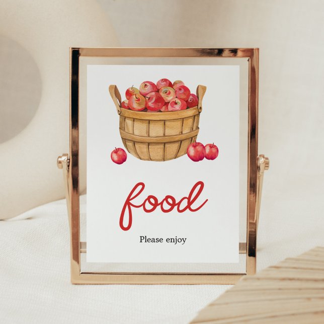 Fall Apple Basket Baby Shower Food Poster (Fall Apple Baby Shower Food Sign)