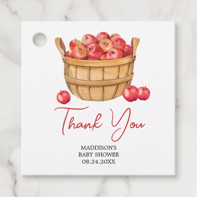Fall Apple Basket Baby Shower Gåvor Etiketter (Framsida)