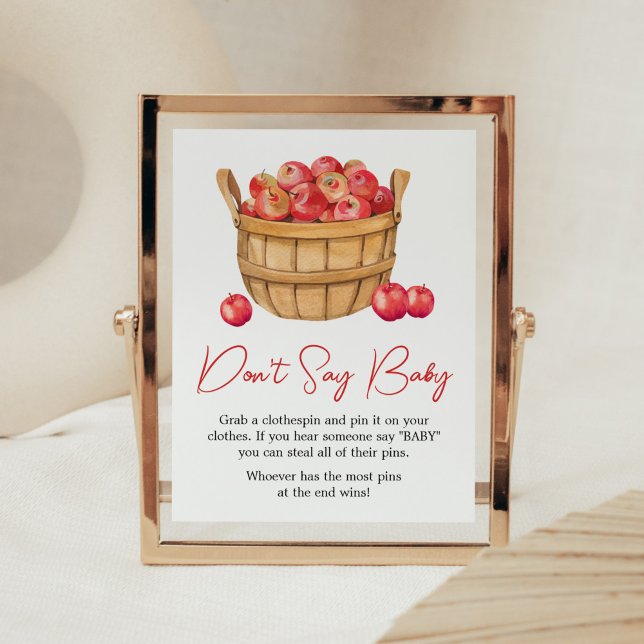 Fall Apple Basket Baby Shower Säg inte Baby Poster (Fall Apple Baby Shower Don't Say Baby Sign)