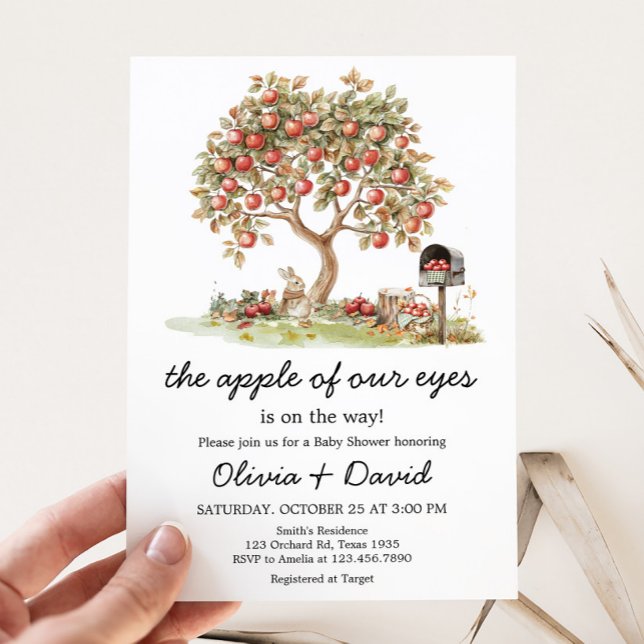 Fall Apple från Ögon Baby Shower Inbjudningar (Apple of our Eyes Fall Apple Tree Baby Shower Invitation)