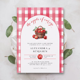 Fall Apple Harvest Rustic Red Couple Baby Shower Inbjudningar