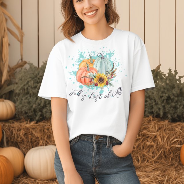 Fall är den bästa av alla Pumpkin T Shirt (Watercolor Fall is Best of All Top)
