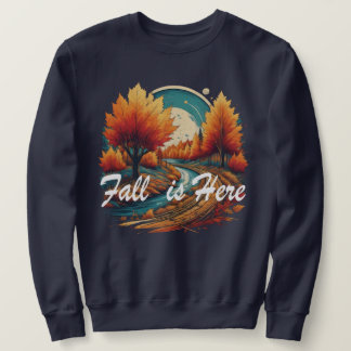 Fall är här med löv, pumpor och muschrum lång ärmad tröja