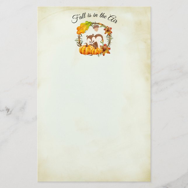 Fall är i Luft Typografi med ekorre Brevpapper (Framsida)