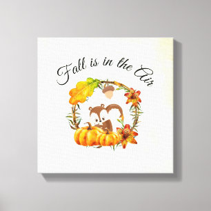 Fall är i Luft Typografi med ekorre Canvastryck