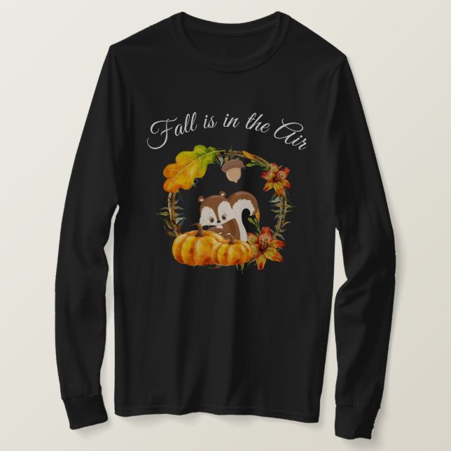 Fall är i Luft Typografi med ekorre T Shirt (Design framsida)