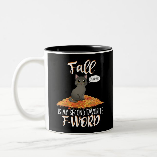 Fall är min andra favorit F-Ord - Cute Cat Två-Tonad Mugg (Vänster)