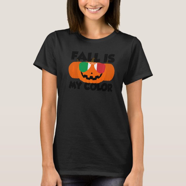 Fall är min Färg Thanksgiving Pumpkin Italien Glas T Shirt (Framsida)