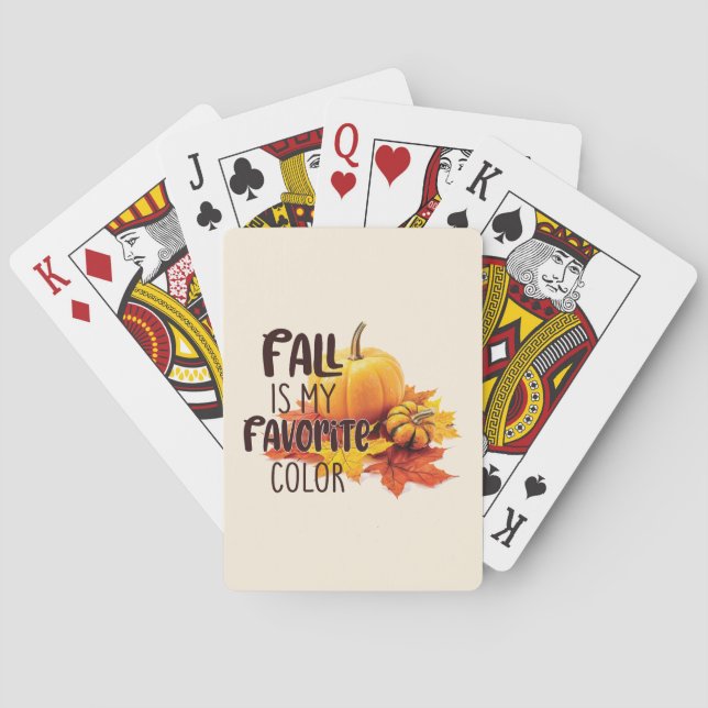 Fall är min favorit Färg - Pumpkins & Löv Casinokort (Baksidan)