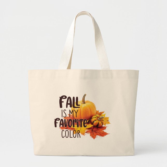 Fall är min favorit Färg - Pumpkins & Löv Jumbo Tygkasse (Framsidan)