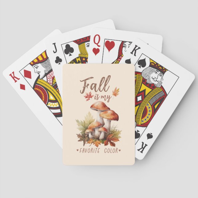 Fall är mitt favoritspråk Färg - svampar och Löv Casinokort (Baksidan)
