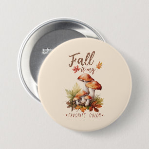 Fall är mitt favoritspråk Färg - svampar och Löv Knapp