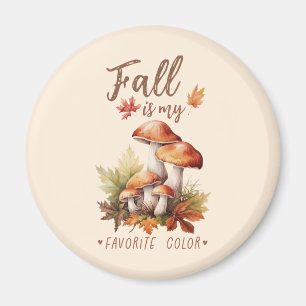 Fall är mitt favoritspråk Färg - svampar och Löv Magnet