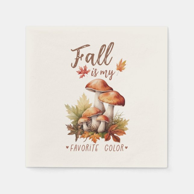 Fall är mitt favoritspråk Färg - svampar och Löv Pappersservett (Framsidan)