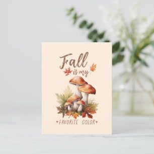 Fall är mitt favoritspråk Färg - svampar och Löv Vykort