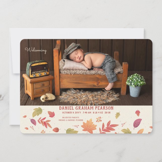 Fall Arrival Photo Birth-meddelande Meddelande (Framsida)