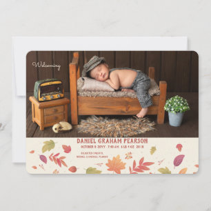 Fall Arrival Photo Birth-meddelande Meddelande