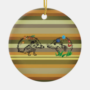 Fall Art Hedgehogs Kärlek Ornament