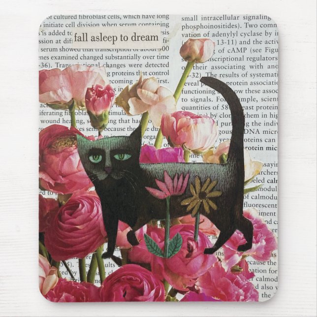 Fall Asov till Dream Black Cat Shock rosa Flowers Musmatta (Framsidan)