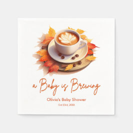 Fall Autumn A Baby is Brewing Coffee Baby Shower Pappersservett